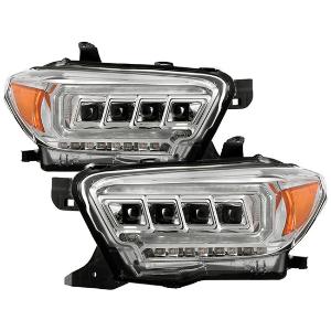 2016-2022 Toyota Tacoma (fits models with OE halogen with LED DRL) Spyder Apex Multi-Beam High-Power LED Module (High Beam And Low Beam) Equipped Headlights - Chrome