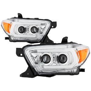 2016-2022 Toyota Tacoma (fits models with OE halogen with LED DRL) Spyder Signature Projector Headlights - Chrome
