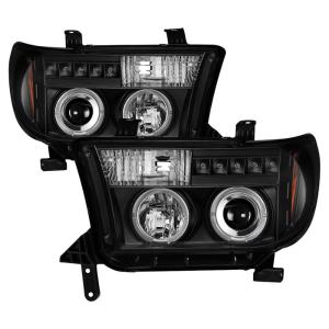 07-13 Toyota Tundra, 08-13 Toyota Sequoia Spyder Halo Projector Headlights - Black