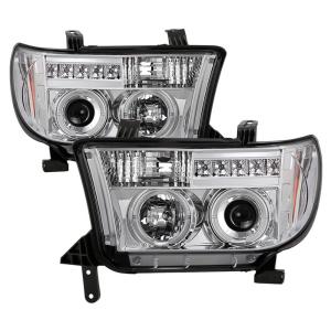 07-13 Toyota Tundra, 08-13 Toyota Sequoia Spyder Halo Projector Headlights - Chrome