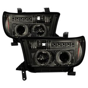 07-13 Toyota Tundra, 08-13 Toyota Sequoia Spyder Halo Projector Headlights - Smoke