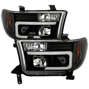 2007-2013 Toyota Tundra, 2008-2013 Toyota Sequoia Spyder Signature Version 2 Projector Headlights - Light Bar DRL - Black