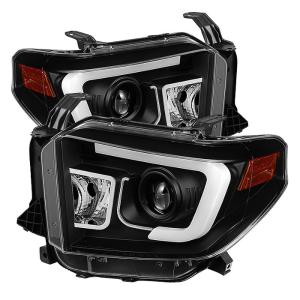 14-16 Toyota Tundra Spyder Projector Headlights - Black, Lights Bar DRL
