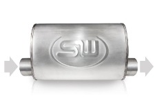 Universal Stainless Works SSW Mufflers - 2.25in ID OFFSET INLET/ 2.25in OD OFFSET OUTLET (ON SAME SIDE) 5inX9in