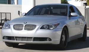 2006-2008 BMW 5 Series Sedan T-Rex Sport Series Formed Stainless Steel Mesh Grille With thin SS Frame - Triple Chrome Plated - 2 Piece