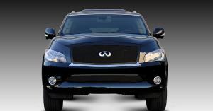 2011-2012 Infiniti QX56 T-Rex Upper Class Black Mesh Grille Replacement With OE Logo Plate
