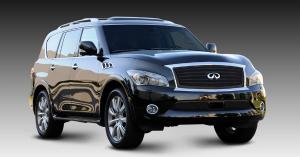 2011-2012 Infiniti QX56 T-Rex Upper Class Black Mesh Grille Overlay With OE Logo Plate