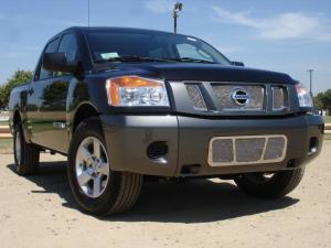 2008-2012 Nissan Titan T-Rex Upper Class Polished Stainless Mesh Grille - 3 Piece With Logo Opening