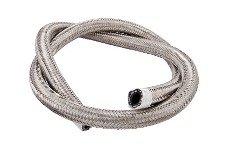 Universal Torque Solution TQS Steel Braided Rubber Hose - Stainless Steel Braided Rubber Hose -6AN 5ft (0.34in ID)