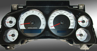 07-08 Chevrolet Avalanche, 120 MPH, Gas, 07-08 Chevrolet Silverado 1500, 120 MPH, Gas, 07-08 Chevrolet Suburban, 120 MPH Gas, 07-08 Chevrolet Tahoe, 120 MPH Gas, 07-08 GMC Sierra 1500, 120 MPH Gas, 07-08 GMC Yukon / Yukon XL, 120 MPH, Gas, 08 Hummer H2, Nbs US Speedo Gauge Faces - Daytona GA (White)