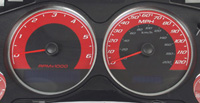 07-08 Chevrolet Avalanche, 120 MPH, Gas, 07-08 Chevrolet Silverado 1500, 120 MPH, Gas, 07-08 Chevrolet Suburban, 120 MPH Gas, 07-08 Chevrolet Tahoe, 120 MPH Gas, 07-08 GMC Sierra 1500, 120 MPH Gas, 07-08 GMC Yukon / Yukon XL, 120 MPH, Gas, 08 Hummer H2, Nbs US Speedo Gauge Faces - Daytona GA (Red)