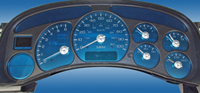 99-02 Chevrolet Silverado Hd 100 MPH, Gas Trans Temp, 99-02 GMC Sierra Hd 100 MPH, Gas Trans Temp US Speedo Gauge Faces - Aqua Edition