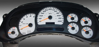 03-05 Chevrolet Avalanche 2500, 120 MPH, Gas Trans Temp, 03-05 Chevrolet Silverado 2500 Gas, 120 MPH, Gas Trans Temp, 03-05 GMC Sierra 2500 Gas, 120 MPH, Gas Trans Temp, 03-05 Hummer H2 US Speedo Gauge Faces - Daytona GA (White)