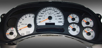 03-05 Chevrolet Avalanche 2500, 120 MPH, Gas Trans Temp, 03-05 Chevrolet Silverado 2500 Gas, 120 MPH, Gas Trans Temp, 03-05 GMC Sierra 2500 Gas, 120 MPH, Gas Trans Temp, 03-05 Hummer H2 US Speedo Gauge Faces - Daytona GA (Silver)
