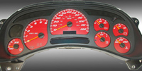 03-05 Chevrolet Avalanche 2500, 120 MPH, Gas Trans Temp, 03-05 Chevrolet Silverado 2500 Gas, 120 MPH, Gas Trans Temp, 03-05 GMC Sierra 2500 Gas, 120 MPH, Gas Trans Temp, 03-05 Hummer H2 US Speedo Gauge Faces - Daytona GA (Red)