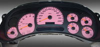 03-05 Chevrolet Avalanche 2500, 120 MPH, Gas Trans Temp, 03-05 Chevrolet Silverado 2500 Gas, 120 MPH, Gas Trans Temp, 03-05 GMC Sierra 2500 Gas, 120 MPH, Gas Trans Temp, 03-05 Hummer H2 US Speedo Gauge Faces - Daytona GA (Pink)