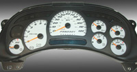 06-07 Chevrolet Avalanche 2500, 120 MPH, Gas Trans Temp, 06-07 Chevrolet Silverado 2500 Gas, 120 MPH, Gas Trans Temp, 06-07 GMC Sierra 2500 Gas, 120 MPH, Gas Trans Temp, 06-07 Hummer H2 US Speedo Gauge Faces - Daytona GA (White)