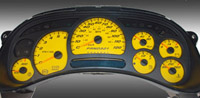 06-07 Chevrolet Avalanche 2500, 120 MPH, Gas Trans Temp, 06-07 Chevrolet Silverado 2500 Gas, 120 MPH, Gas Trans Temp, 06-07 GMC Sierra 2500 Gas, 120 MPH, Gas Trans Temp, 06-07 Hummer H2 US Speedo Gauge Faces - Daytona GA (Yellow)