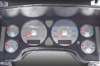 02-05 Dodge Ram, Diesel US Speedo Gauge Faces - Stainless Steel SS Kit (Blue)
