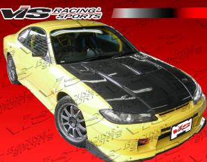 99-02 Nissan SILVA S15 2dr VIS Carbon Fiber Hood - Drift 2 Style