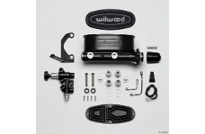 Universal Wilwood WIL Master Cylinder - HV Tandem M/C Kit w L/H Bracket & Prop Valve - 1in Bore Black