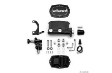 Universal Wilwood WIL Master Cylinder - Compact Tandem M/C - 1in Bore - w/Bracket and Valve (Pushrod) - Black