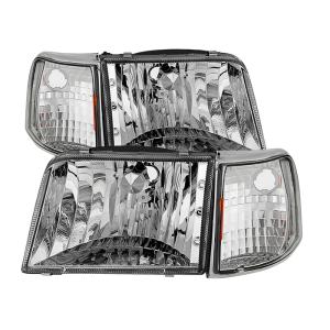 Ford Ranger 93-97 Xtune Crystal Headlights With Corner Lights 4-Piece sets - Chrome