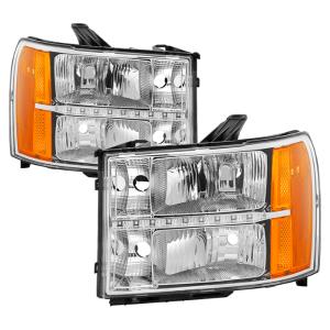 GMC Sierra 07-13 Xtune Headlights with Daytime LED Running Light - Chrome