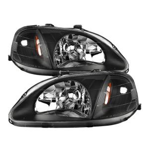 Honda Civic 99-00 Xtune Amber Crystal Headlights - Black