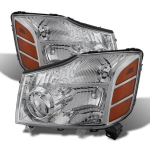 Nissan Titan 04-15 (04-07 OE Style ), Nissan Armada 04-07 Xtune OEM Amber Head Lights set - Chrome