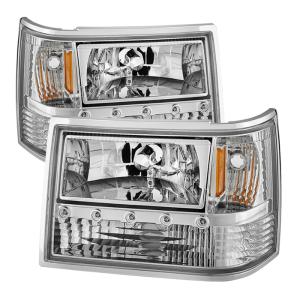 Jeep Grand Cherokee 93-98 Xtune Crystal Headlights - Chrome (1-Piece)
