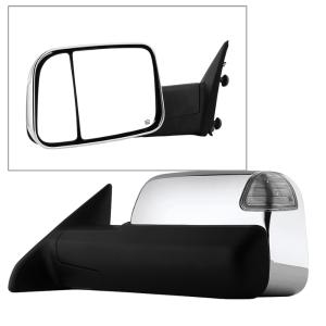 Dodge Ram 1500 09-12 Fit: Ram 2500/3500 10-12 Xtune Manual Extendable - POWER Heated Adjust Mirror with LED Signal Chrome Housing - LEFT