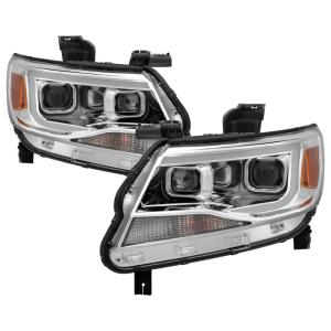Chevy Colorado 2015-2017 Halogen Models Only ( Not Compatible With Xenon/HID Model ) Xtune Projector Headlights - Light Bar DRL - Chrome