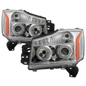 Nissan Titan 04-15, Nissan Armada 04-07 Xtune Projector Headlights - LED Halo - Chrome