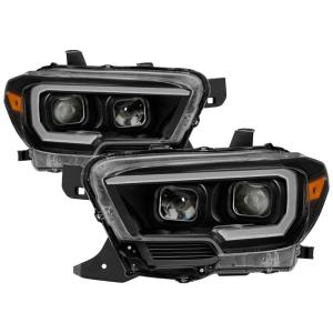 Toyota Tacoma 2016-2018 Xtune DRL Light Bar Projector Headlights with Sequential Turn Signal - Black