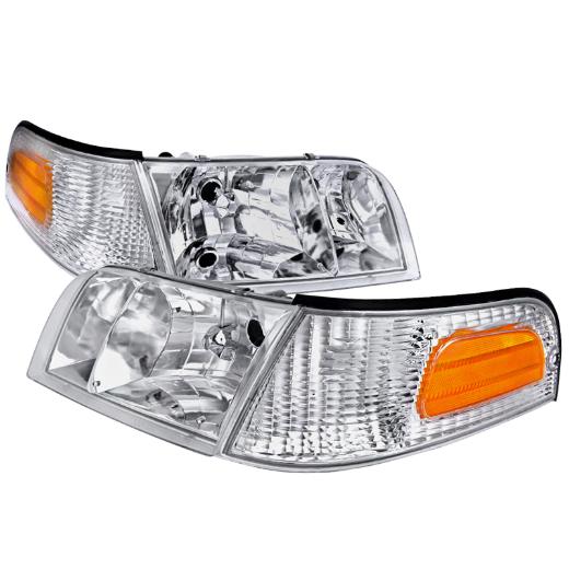 Spec D Headlights + Corner Lights - Euro 1 PC, Chrome Color