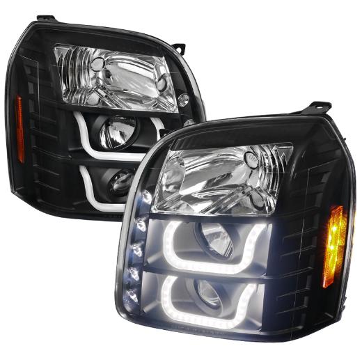 Spec D Projector Headlights - Halo, Black Color