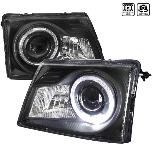 Spec D Projector Headlights - Halo, Black Color