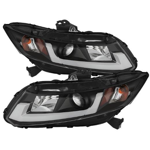 Spyder Projector Headlights, Light Bar DRL, Black, High H1 (Included), Low H1 (Included)