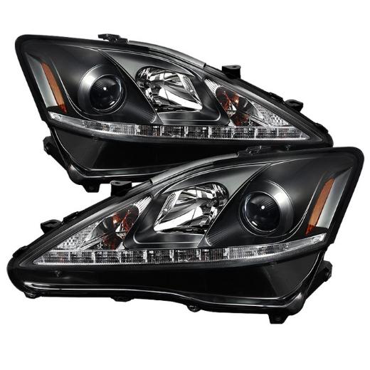 Spyder Projector Headlights - Black, DRL