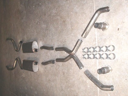 Stainless Works hot rod exhaust system. CNC mandrel bent 2 1/2