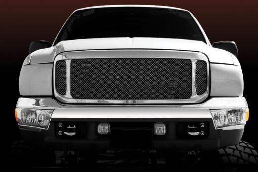 T-Rex Grille Assembly - Aftermarket Chrome Shell With All Black Mesh Installed (51571) 