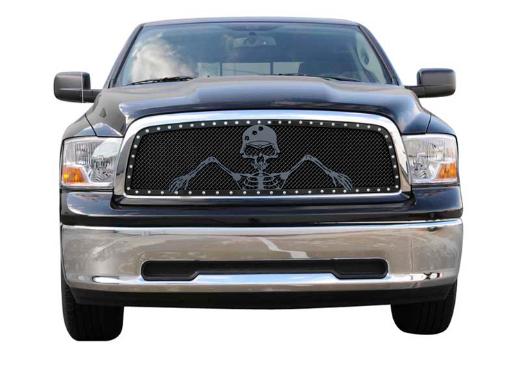 T-Rex Urban Assault Grunt - Studded Main Grille With Soldier - Black OPS Flat Black - Custom 1 Piece Opening (Requires Cutting Center Bars)