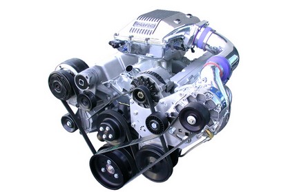 Vortech® Carbureted Small Block Chevrolet Tuner Kit w/V-1 H/D T-Trim Supercharger, Polished (No Carb. Enclosure) 