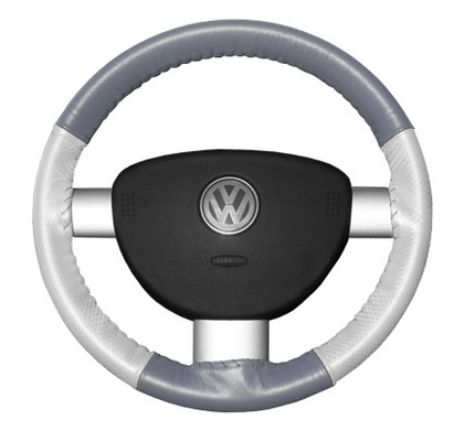 Wheelskins Steering Wheel Cover - EuroPerf, Perforated Sides (Grey Top / White Sides)