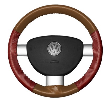Wheelskins Steering Wheel Cover - EuroPerf, Perforated Sides (Tan Top / Red Sides)