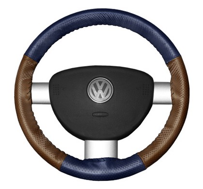 Wheelskins Steering Wheel Cover - EuroPerf, Perforated All Around (Blue Top / Tan Sides)