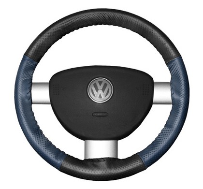 Wheelskins Steering Wheel Cover - EuroPerf, Perforated All Around (Charcoal Top / Sea Blue Sides)