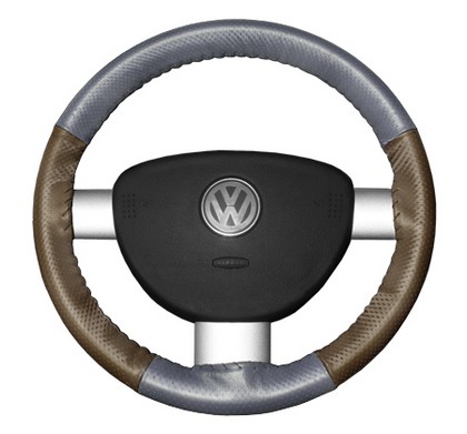 Wheelskins Steering Wheel Cover - EuroPerf, Perforated All Around (Grey Top / Oak Sides)