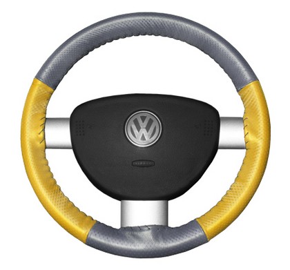 Wheelskins Steering Wheel Cover - EuroPerf, Perforated All Around (Grey Top / Yellow Sides)